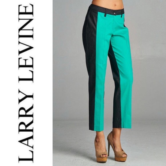 Larry Levine Pants - Larry Levine Color Block Crop Pants